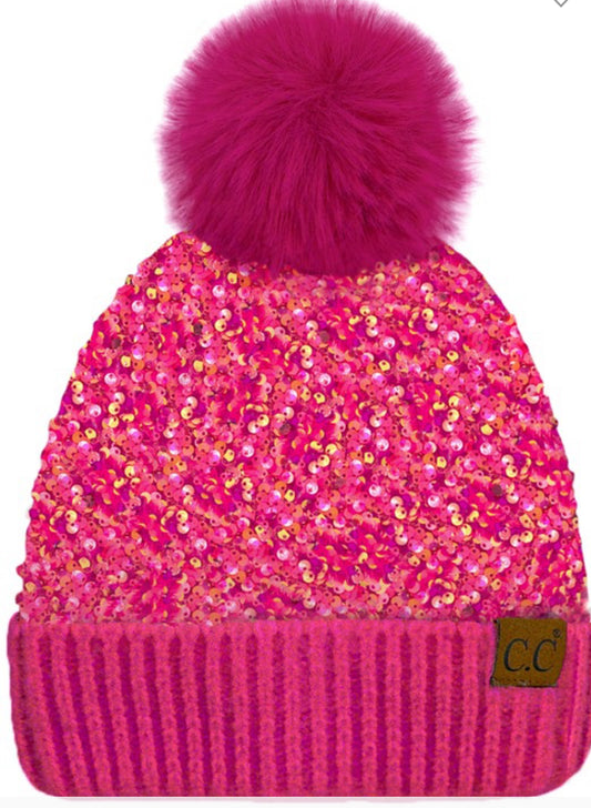 Sequin Pom Beanie