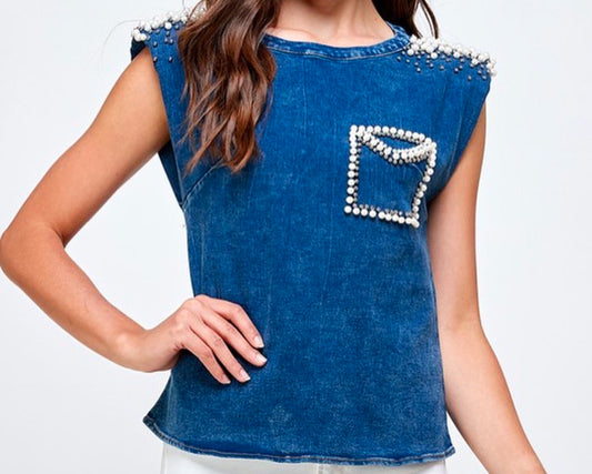 Pearl Denim Top