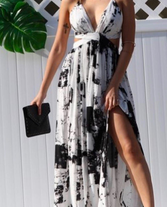 White and Black Maxi Dress