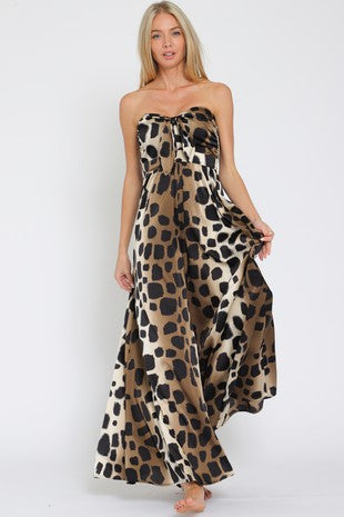 Animal Print Tube Jumpsuit